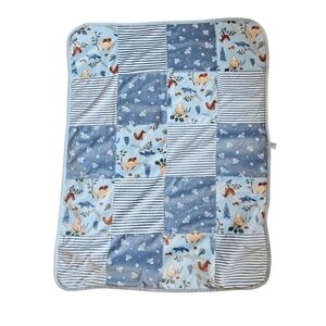 Modern Moments By Gerber 29"x 36" Patchwork Blue Nursery Bedding Baby Blanket